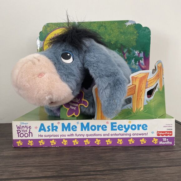 Vintage 1999 Fisher Price Ask Me More Eeyore Talking Plush Toy NIB Tested Pooh - Picture 1 of 8